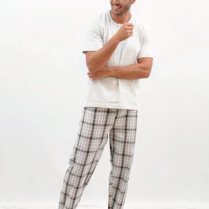 Pijama para hombre pantalón largo y cuadros